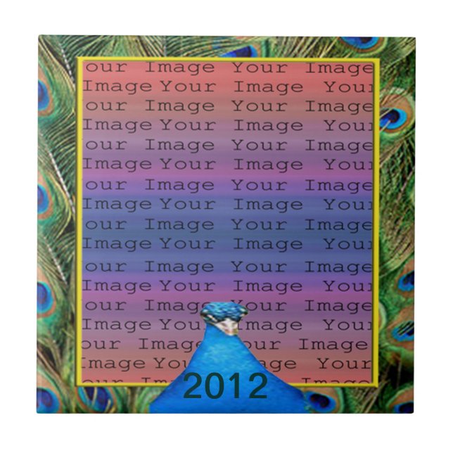 Peacock Wedding Tile Fliese (Vorderseite)