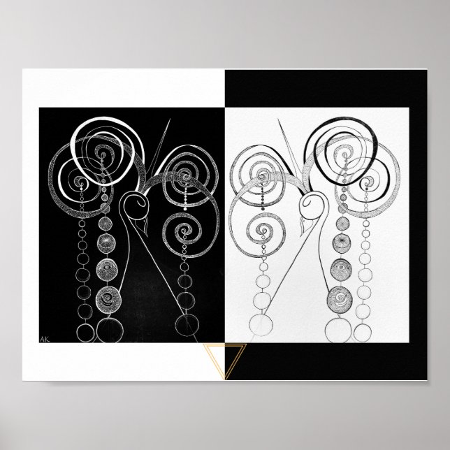 Peacock Yin and Yang DUET Illustration Poster (Vorne)