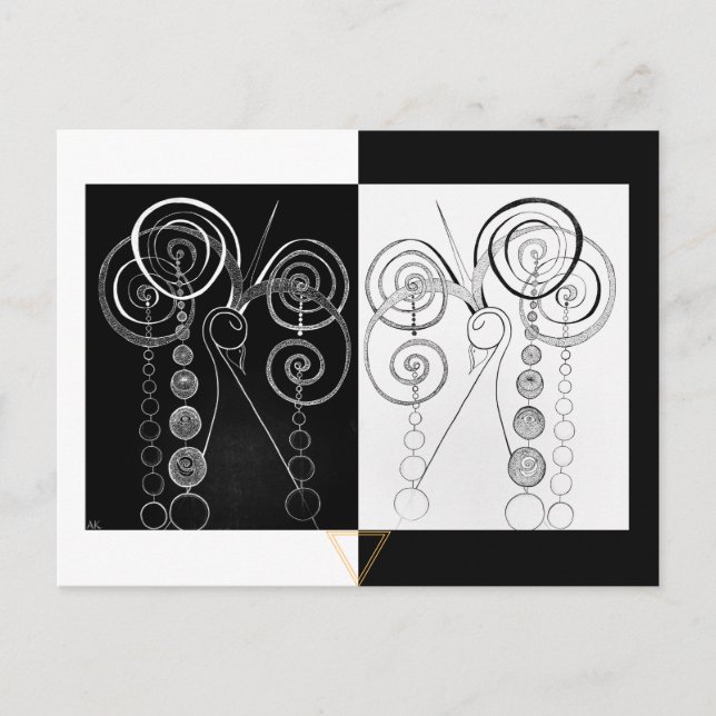 Peacock Yin and Yang DUET Illustration Postkarte (Vorderseite)