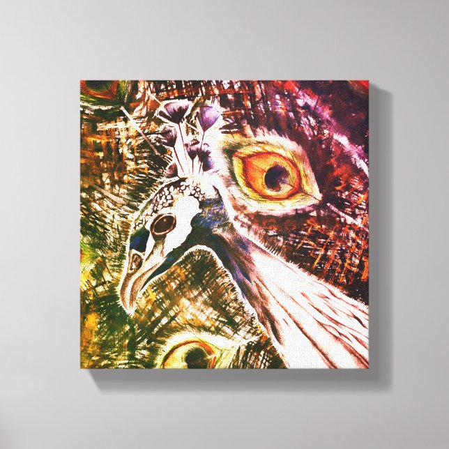 PeacockFeatherLove Vibrant Painting Leinwanddruck (Vorderseite)