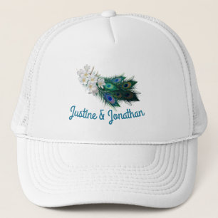 Peacocks Feathers & Emerald Green Metallic Silk Truckerkappe