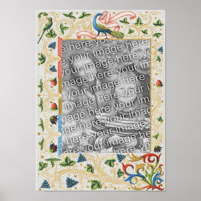Peacocks Fruchtrahmen hinzufügen Ihr Foto Poster (Vorne)
