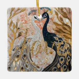 Peacocks Gold Glitzer Liebe Blush Rose Keramikornament
