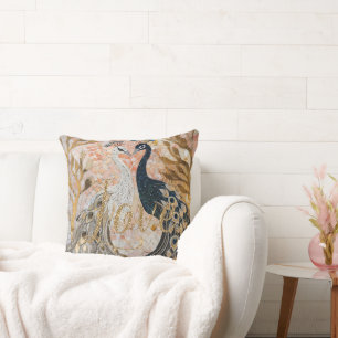 Peacocks Gold Glitzer Liebe Blush Rose Kissen