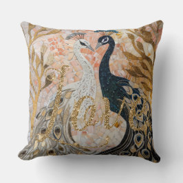Peacocks Gold Glitzer Liebe Blush Rose Kissen