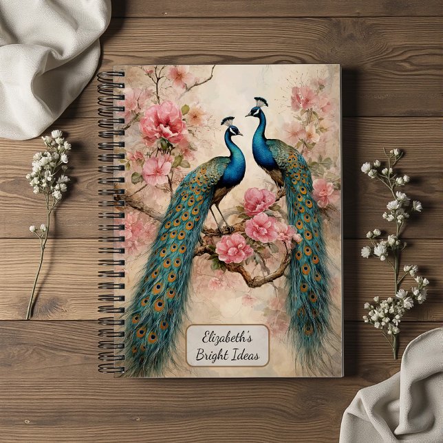 Peacocks in Blossom Notizbuch (Von Creator hochgeladen)