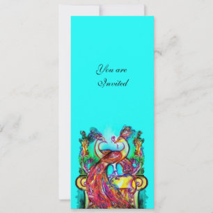 PEACOCKS IN LIEBE, Rot-Blau-Turquase grün Einladung