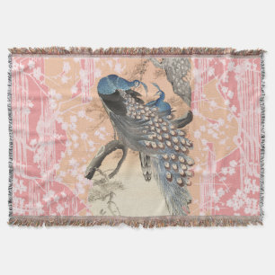 PEACOCKS, PINK WHITE SAKURA BLUME Japanisch Blumen Decke