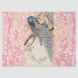 PEACOCKS, PINK WHITE SAKURA BLUME Japanisch Blumen Seidenpapier