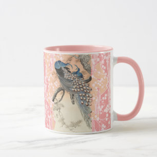 PEACOCKS, PINK WHITE SAKURA BLUME Japanisch Blumen Tasse
