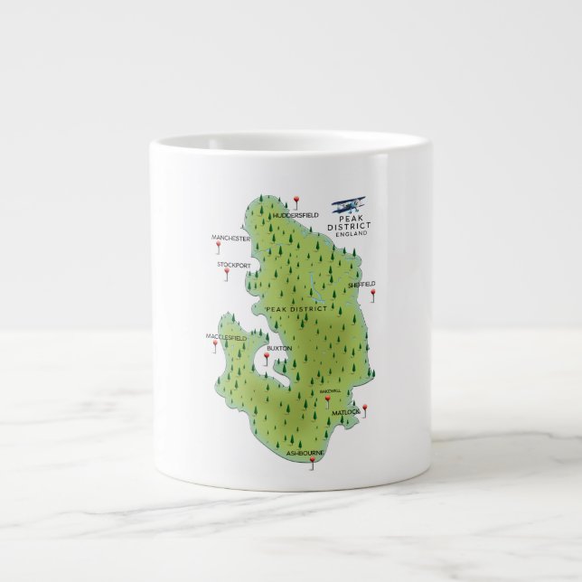 Peak District England Karte Jumbo-Tasse (Vorderseite)