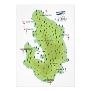 Peak District England Map Fotodruck