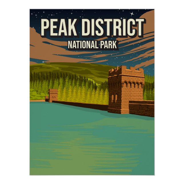 Peak District England National Park Vintage Minima Poster (Vorderseite)