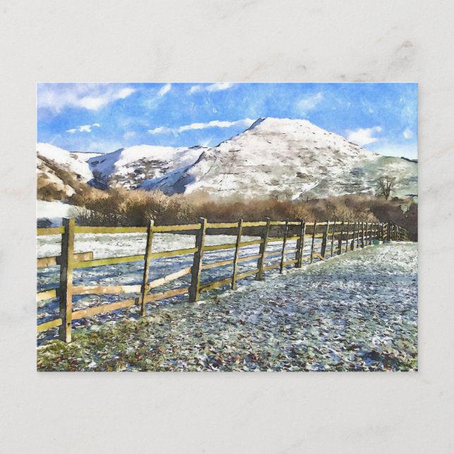 Peak District Snow Watercolor Style Postkarte (Vorderseite)