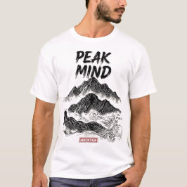 Peak Mind Handgezeichnete Berglinienkunst T-Shirt