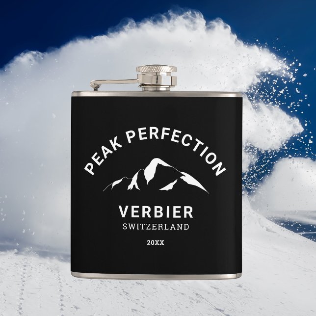 Peak Perfect Winter Ski Snowboard Resort Wappen Flachmann (Von Creator hochgeladen)