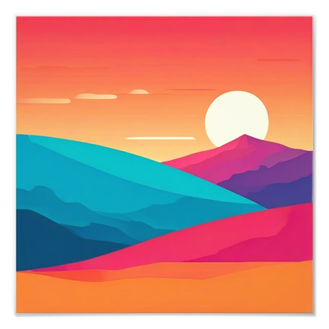 Peak Wonder: Ein Whimsical Mountain Sunset Fotodruck (Vorne)