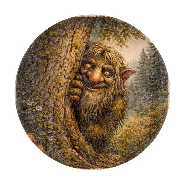 Peaking Norwegian Troll, Cutting Board Schneidebrett (Vorderseite)