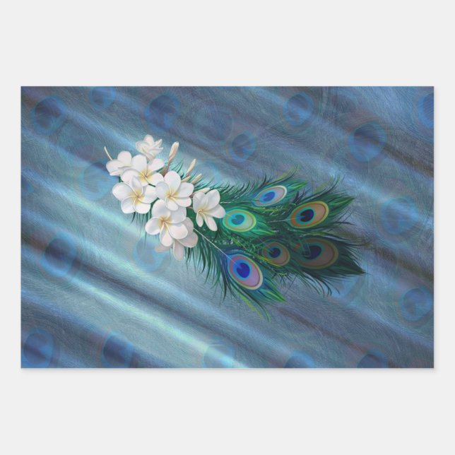 Peakocks & Smaragdgrüne Metallic Geschenkpapier Set (Vorderseite)