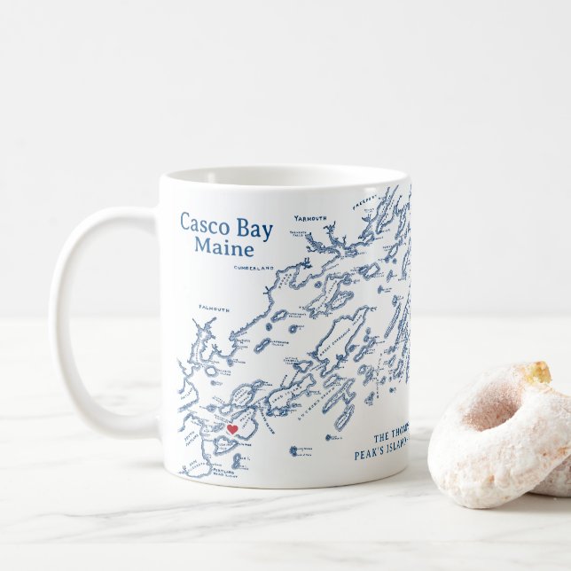 Peaks Island Maine-Geschenk Kaffeetasse (Mit Donut)