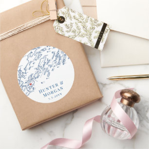 Peaks Island Maine Karte Gastgeschenk Hochzeit Runder Aufkleber