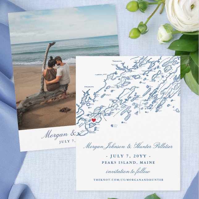 Peaks Island Save the Date für eine Maine Hochzeit (These Peaks Island Maine Save the dates are perfect for your Casco Bay destination wedding)