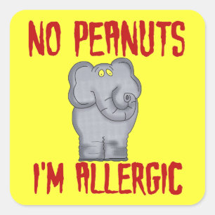 Peanut Allergy Elephant Quadratischer Aufkleber