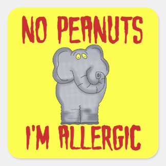 Peanut Allergy Elephant Quadratischer Aufkleber