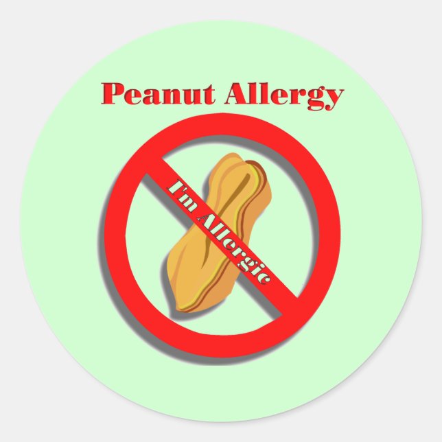 Peanut Allergy Sticker Ich bin allergisch in Grün (Vorderseite)