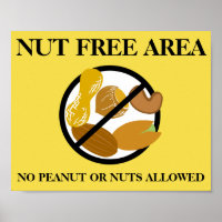 Peanut and Tree Nut Free Area for School or Office