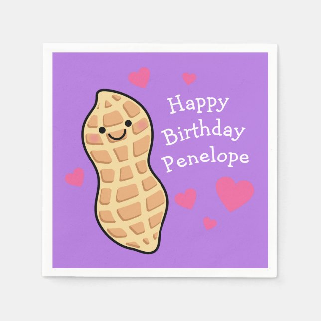 Peanut Birthday Party Niedlich Kids Cartoon Nut Serviette (Vorderseite)