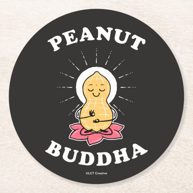 Peanut Buddha Runder Pappuntersetzer (Vorderseite)
