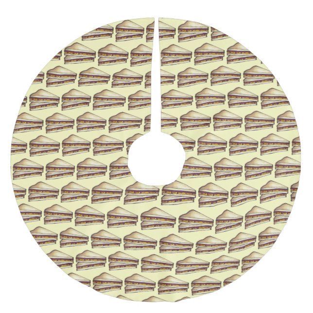 Peanut Butter Jelly Time PB&J Sandwich Brot Jam Polyester Weihnachtsbaumdecke (Vorderseite)