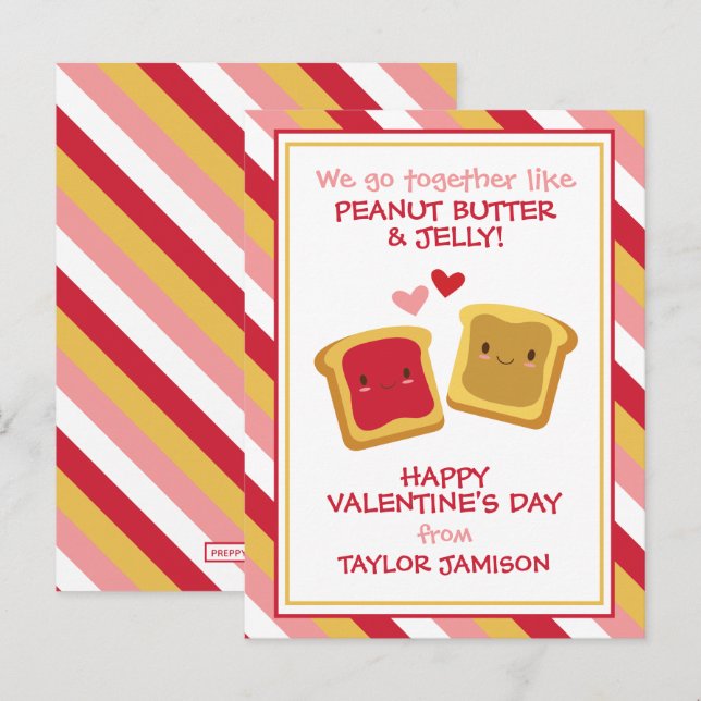 Peanut Butter & Jelly Valentine's Day Card Postkarte (Vorne/Hinten)