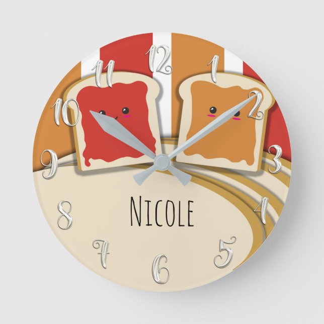 Peanut Butter & Strawberry Jelly Jam PB&J Runde Wanduhr (Vorderseite)