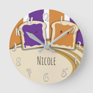 Peanut Butter & Traubenjelly Jam PB&J Personalisie Runde Wanduhr