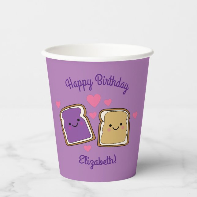 Peanut Butter und Jelly Birthday Party PBJ Pappbecher (Vorderseite)