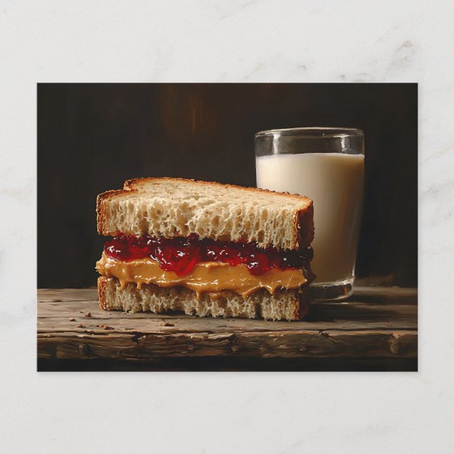 Peanut Butter und Jelly Sandwich Milk Painting Postkarte (Vorderseite)