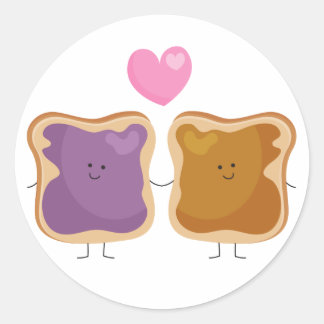 Peanut-Butter und Liebe-Aufkleber für Jelly Runder Aufkleber