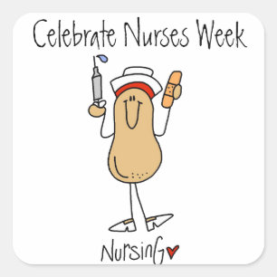 Peanut Celebrate Nurses Wecker Quadratischer Aufkleber