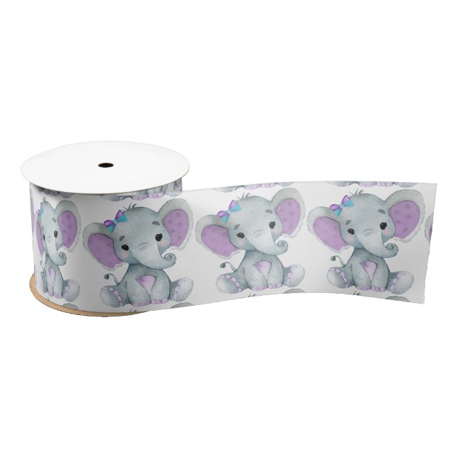Peanut Elephant Satin Ribbon Spool Lila Aquamarine Satinband (Spule)