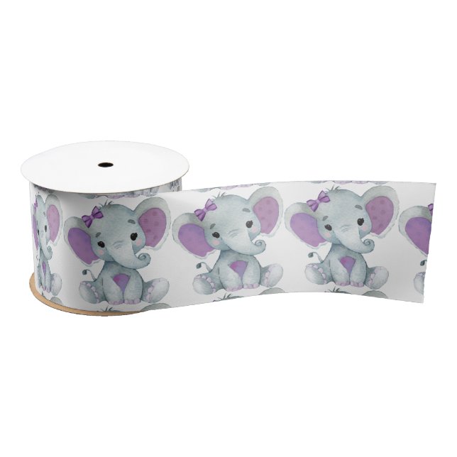 Peanut Elephant Satin Ribbon Spool Lila Bow Satinband (Spule)