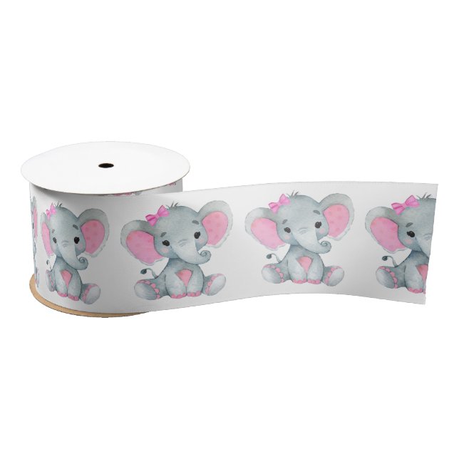Peanut Elephant Satin Ribbon Spool Pink Bow Satinband (Spule)