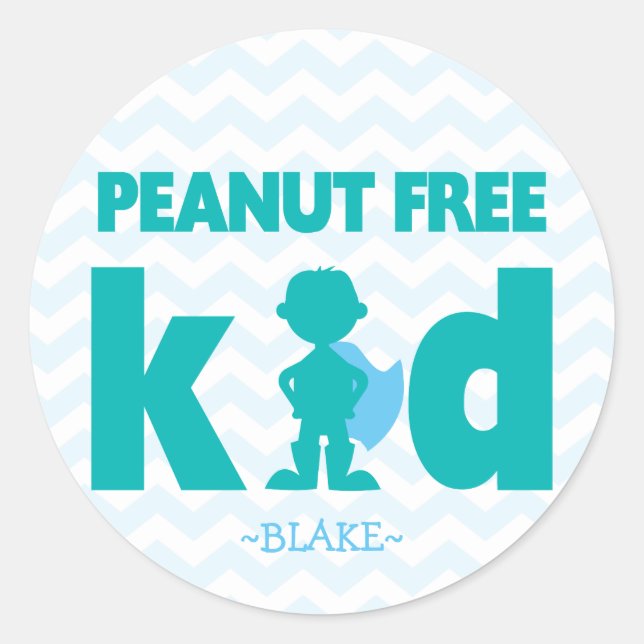 Peanut Free Kid Superhero Boy Allergy Stickers (Vorderseite)