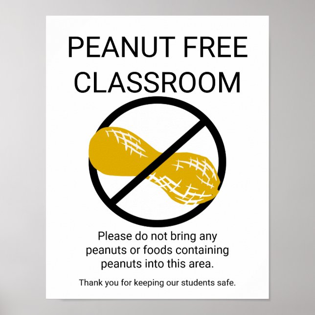 Peanut Free Klassenzimmer Unterrichtsschule keine  Poster (Vorne)