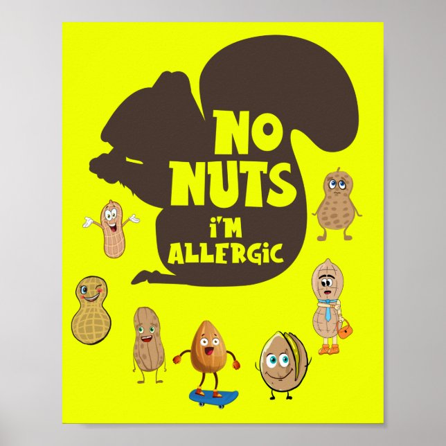 Peanut Free No Nuts Ich bin Allergie-Bewusstsein Poster (Vorne)