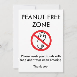 Peanut Free Zone Card