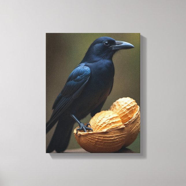 Peanut Lovers Crow-Raven Leinwand Kunst, Dichtung  (Vorderseite)