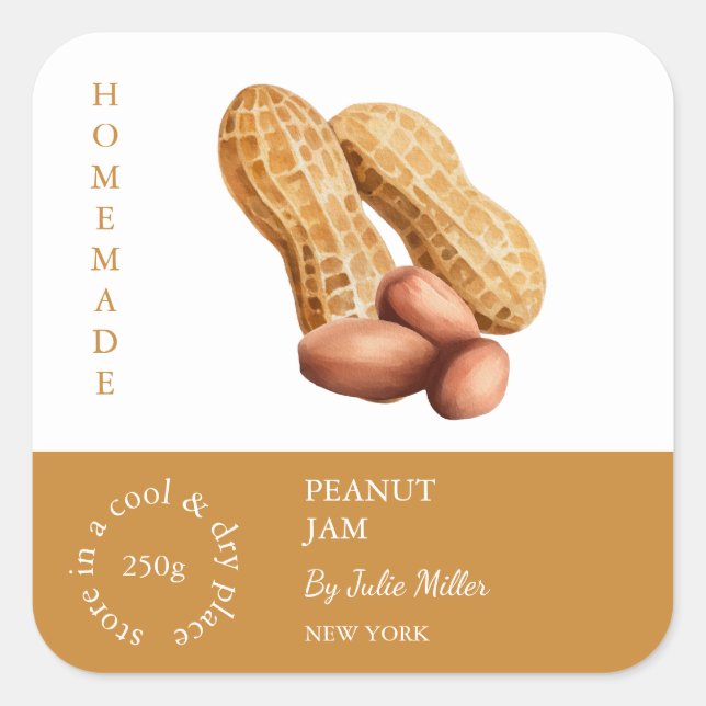Peanut-Small-Business-Label Quadratischer Aufkleber (Vorderseite)