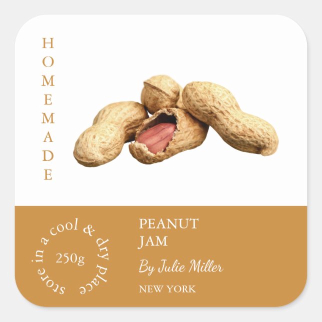 Peanut-Small-Business-Label Quadratischer Aufkleber (Vorderseite)